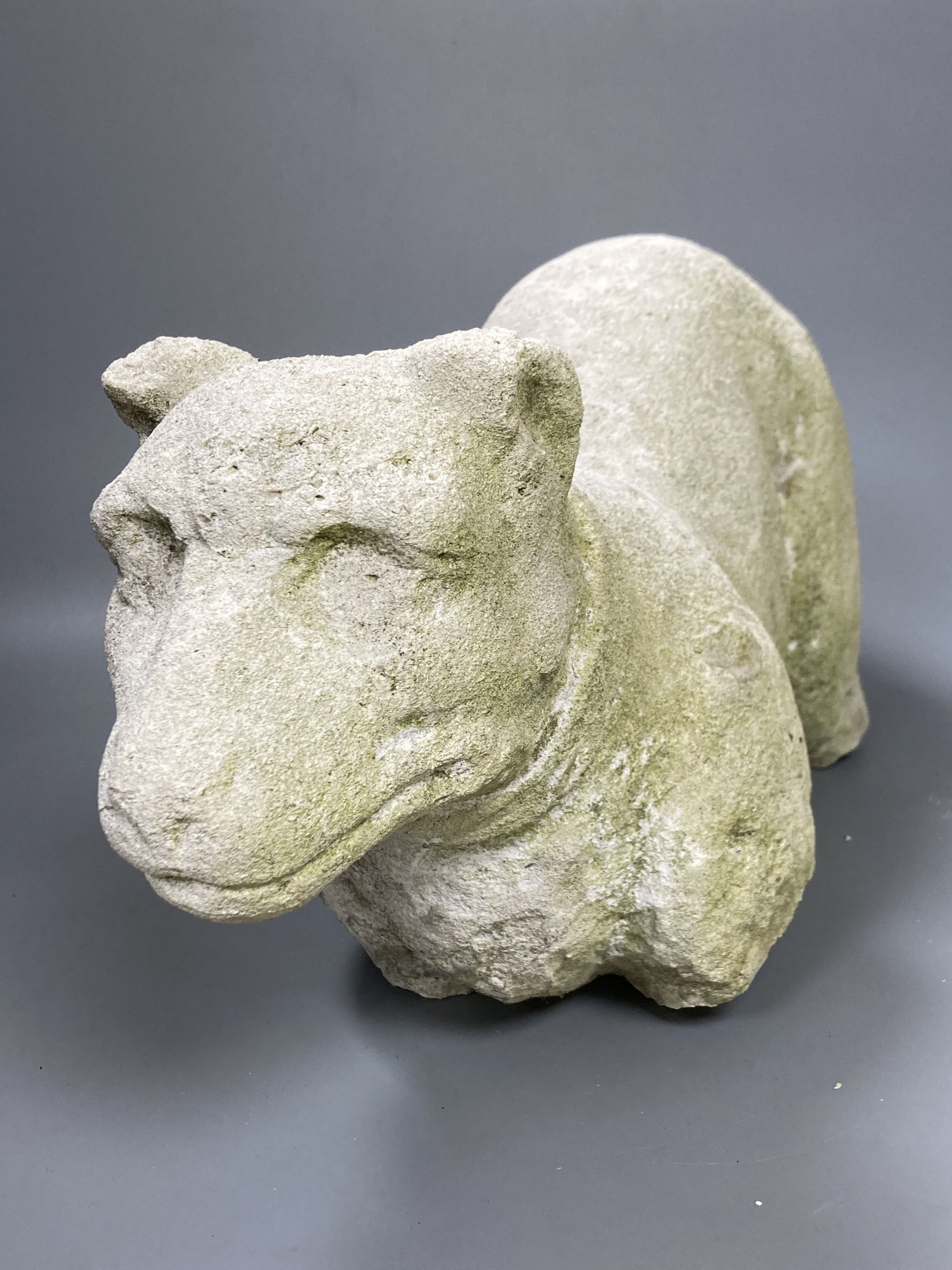 A 19th century sculpted limestone figure of a mastiff, incomplete